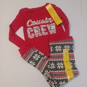NEW Nap Chat 2pc Cousin Crew Snowflake Christmas Pj Set 3T